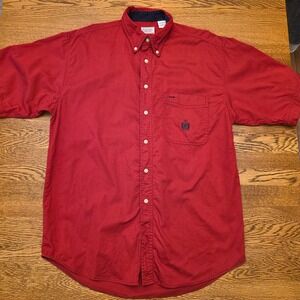 Vintage 90's Bugle Boy M 100% cotton Red short sleeve button‎ down